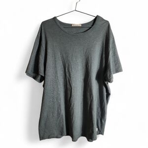 Marine Layer Men's Striped Crewneck Tee Large Green USA Sustainable Minimalist